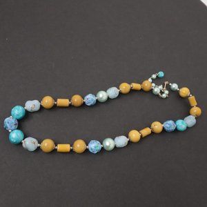 Women's Blue/Tan/Silver Tone Necklace Size OS